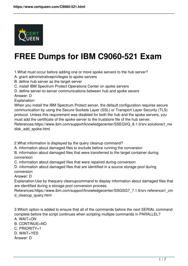 Latest IBM C9060-521 Exam Dumps Questions