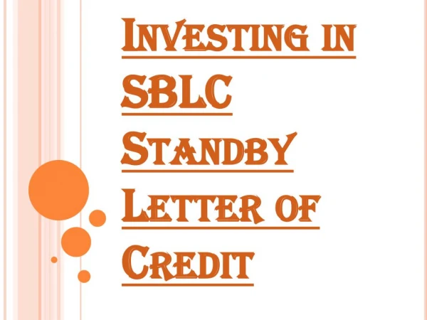 SBLC Standby Letter of Credit Investment