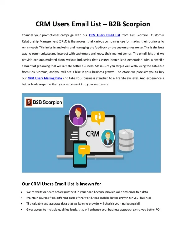 CRM Users Email List | CRM Users Mailing Data | CRM Users Mailing List