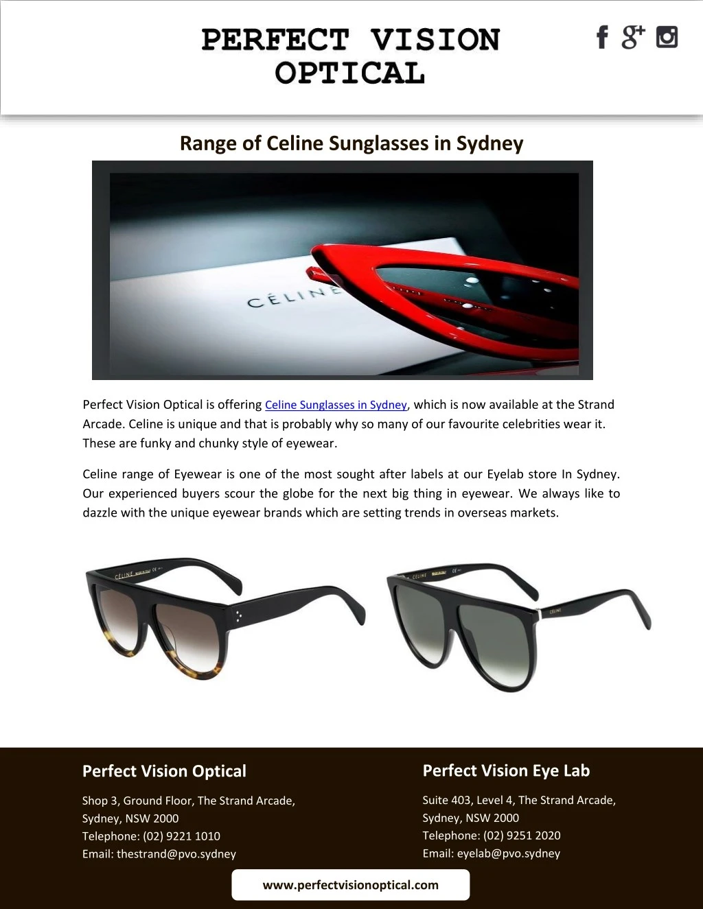 range of celine sunglasses in sydney