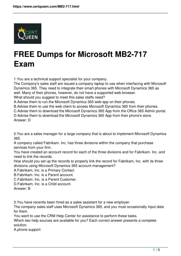 Pass MB2-717 Exam with CertQueen MB2-717 Dumps