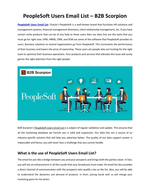 PeopleSoft Users Email List | PeopleSoft Users Contact List