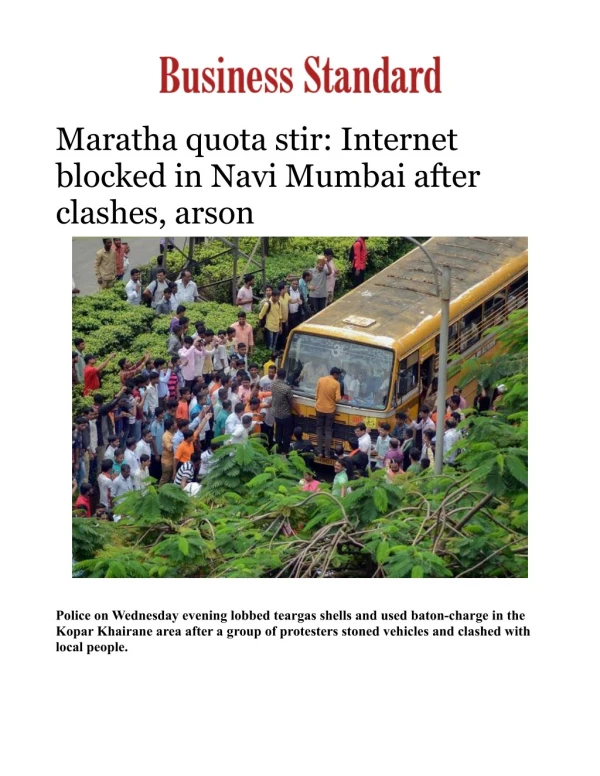 Maratha Bandh: Internet blocked in Navi Mumbai after clashes, arson 