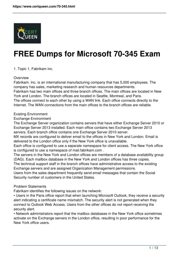 2018 Microsoft 70-345 Exam Questions from CertQueen
