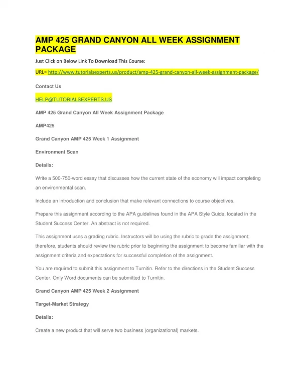 amp 425 grand canyon all week assignment package