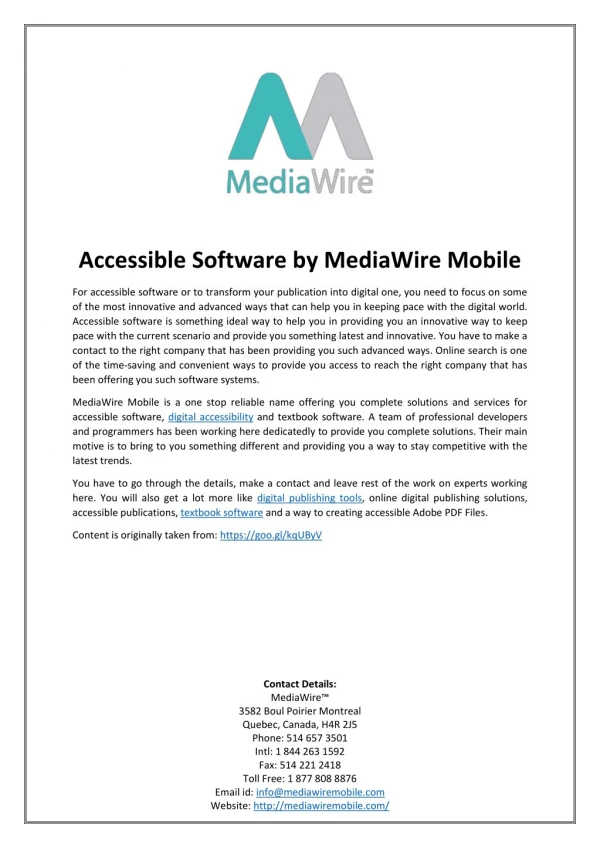 Accessible Software by MediaWire Mobile