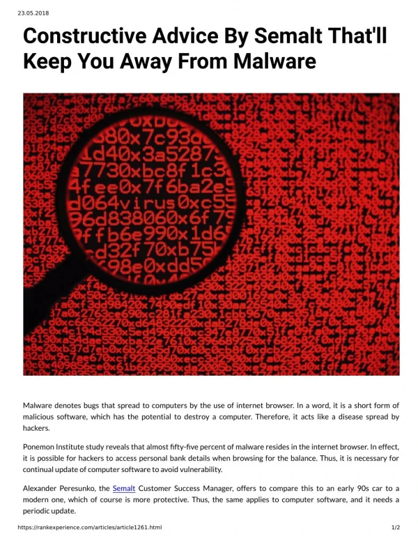 Constructive Advice By Semalt That'll Keep You Away From Malware