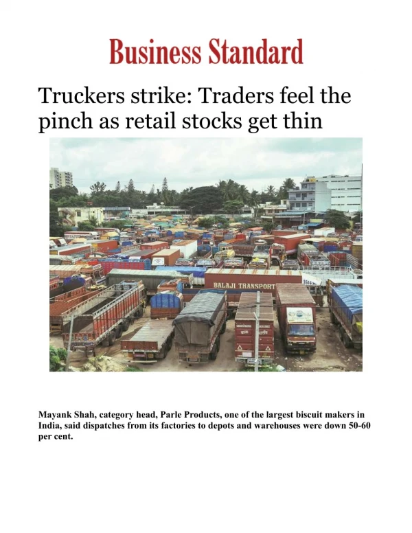 Truckers strike: Traders feel the pinch as retail stocks get thin 