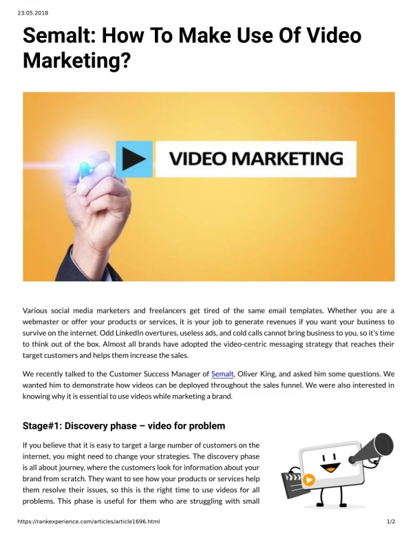 Semalt: How To Make Use Of Video Marketing?
