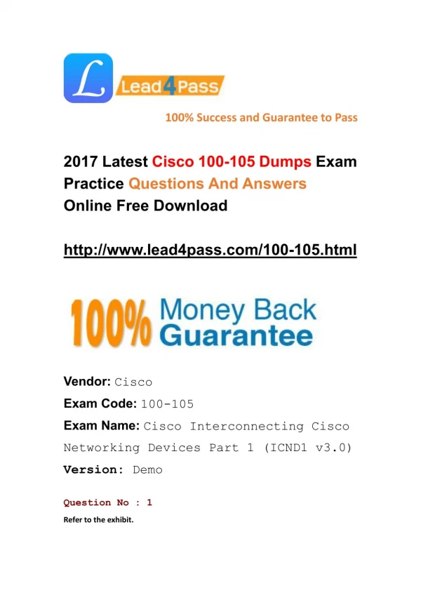 Latest Cisco 100-105 Exam Questions And Answers Free Update