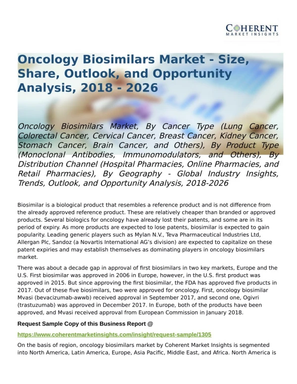 Oncology Biosimilars Market Opportunity Analysis, 2018-2026