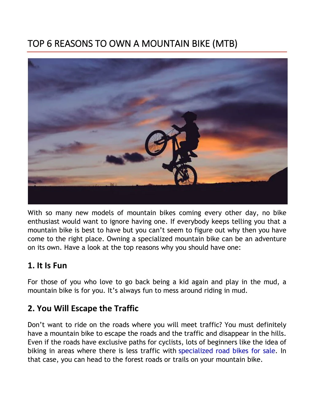 top 6 reasons to own a mountain bike