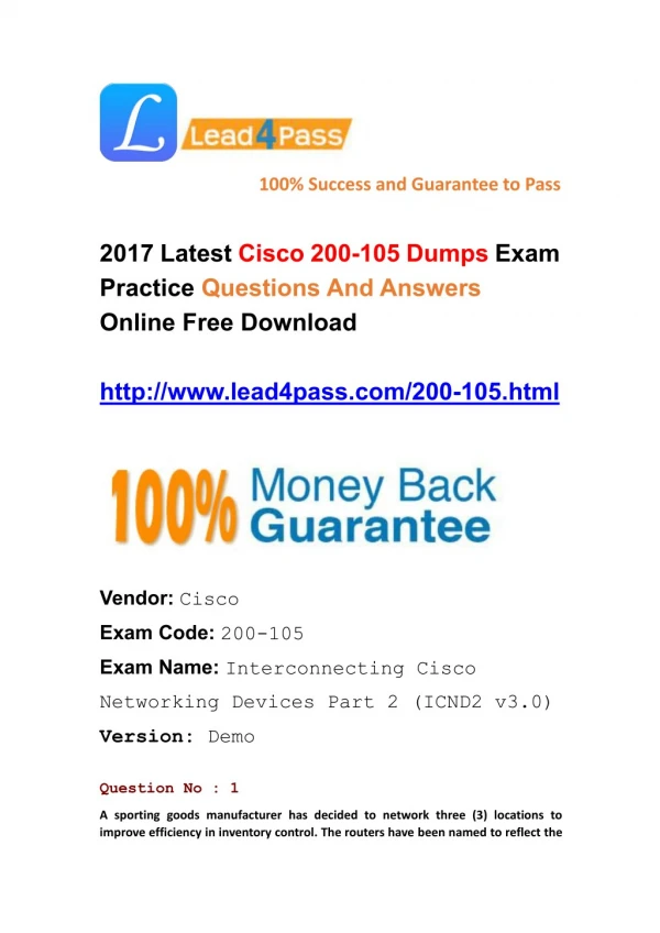 Latest Cisco 200-105 Dumps Exam Questions And Answers Download