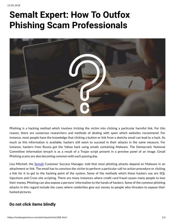 Semalt Expert: How To Outfox Phishing Scam Professionals