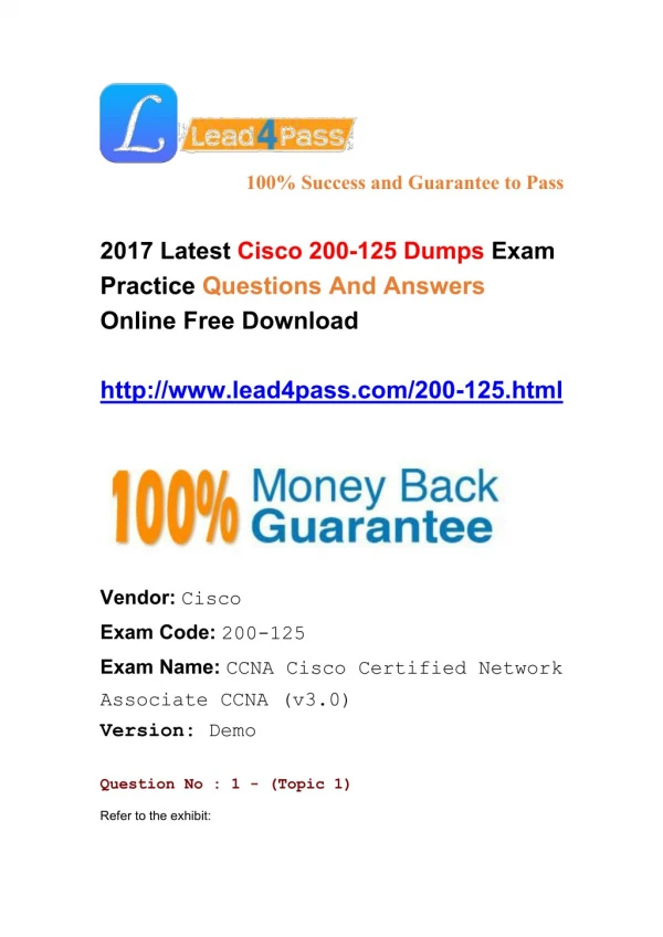 Latest Cisco 200-125 Dumps PDF Questions And Answers Shared