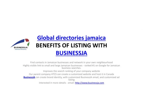 BusinessJA can provide information on global directories in Jamaica