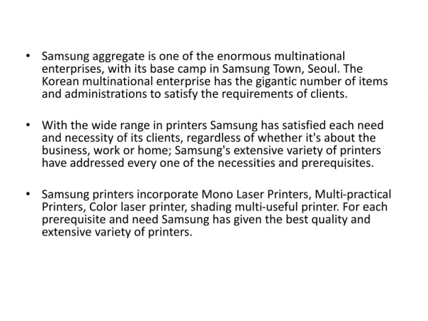 Samsung Printer Customer Care IT Support