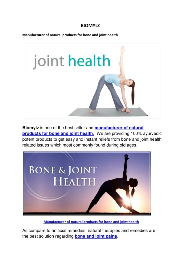 Manufacturer of natural products for bone and joint health