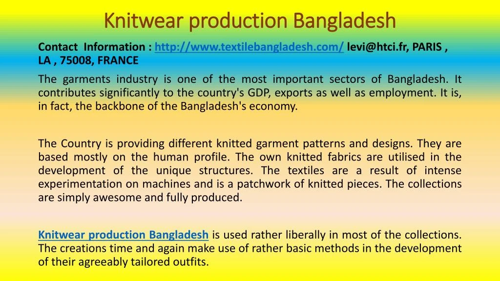 knitwear production bangladesh