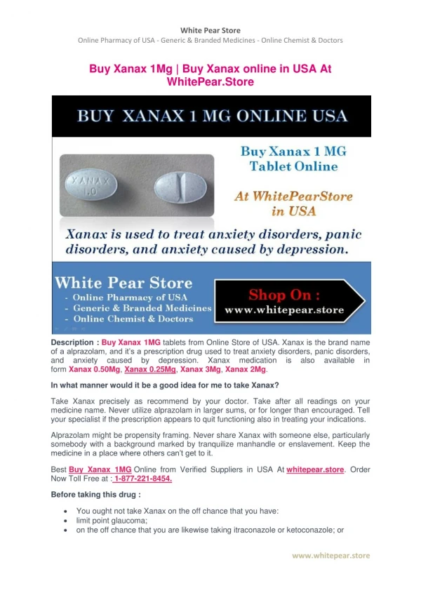 Buy Xanax 1mg