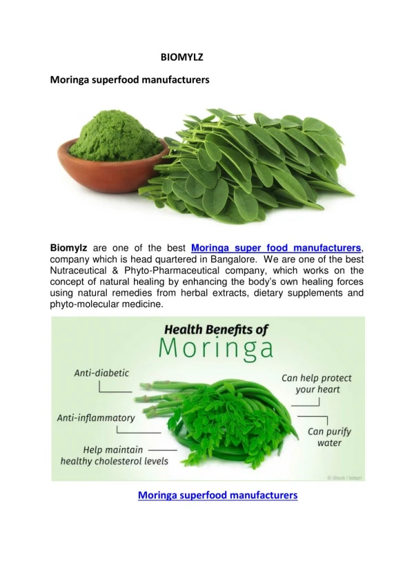 Moringa superfood manufacturers
