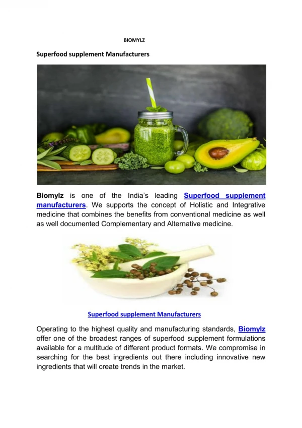Superfood supplement Manufacturers