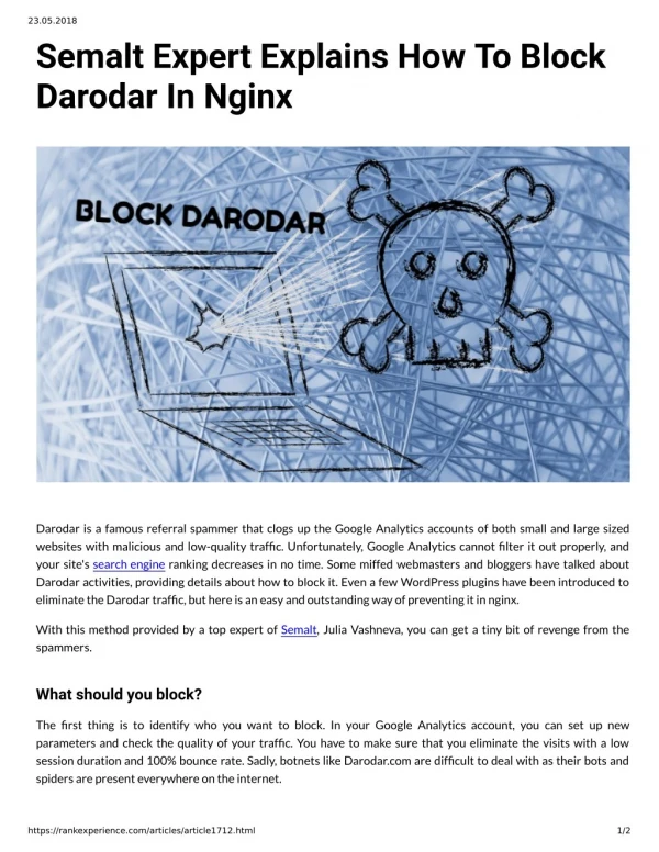 Semalt Expert Explains How To Block Darodar In Nginx