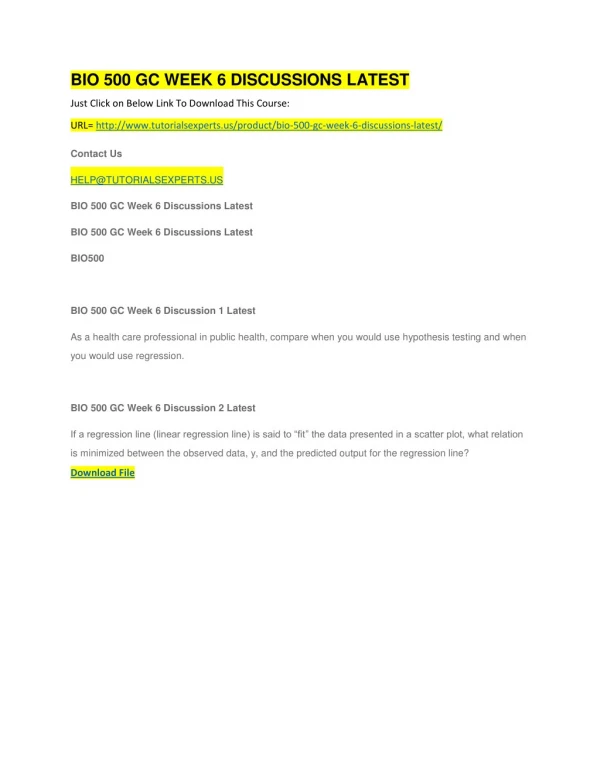 bio 500 gc week 6 discussions latest