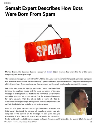 Semalt Expert Describes How Bots Were Born From Spam - slide 1