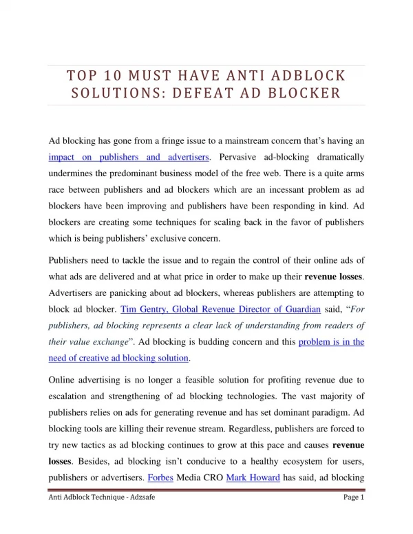 Top 10 Must Have Anti Adblock Solutions: Block Adblock