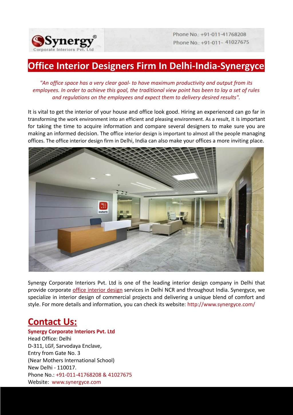 office interior designers firm in delhi india
