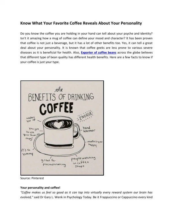Know What Your Favorite Coffee Reveals About Your Personality