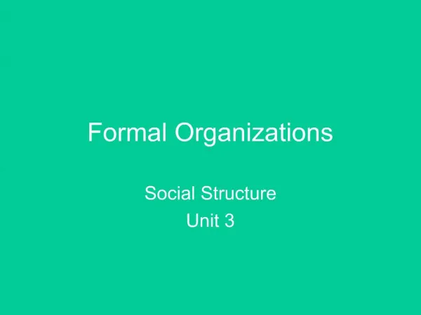 Formal Organizations