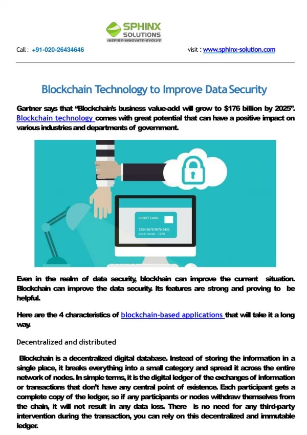 Blockchain Technology to Improve Data Security