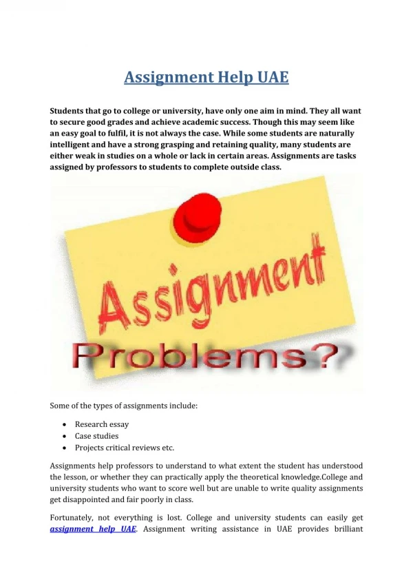 Assignment Help UAE