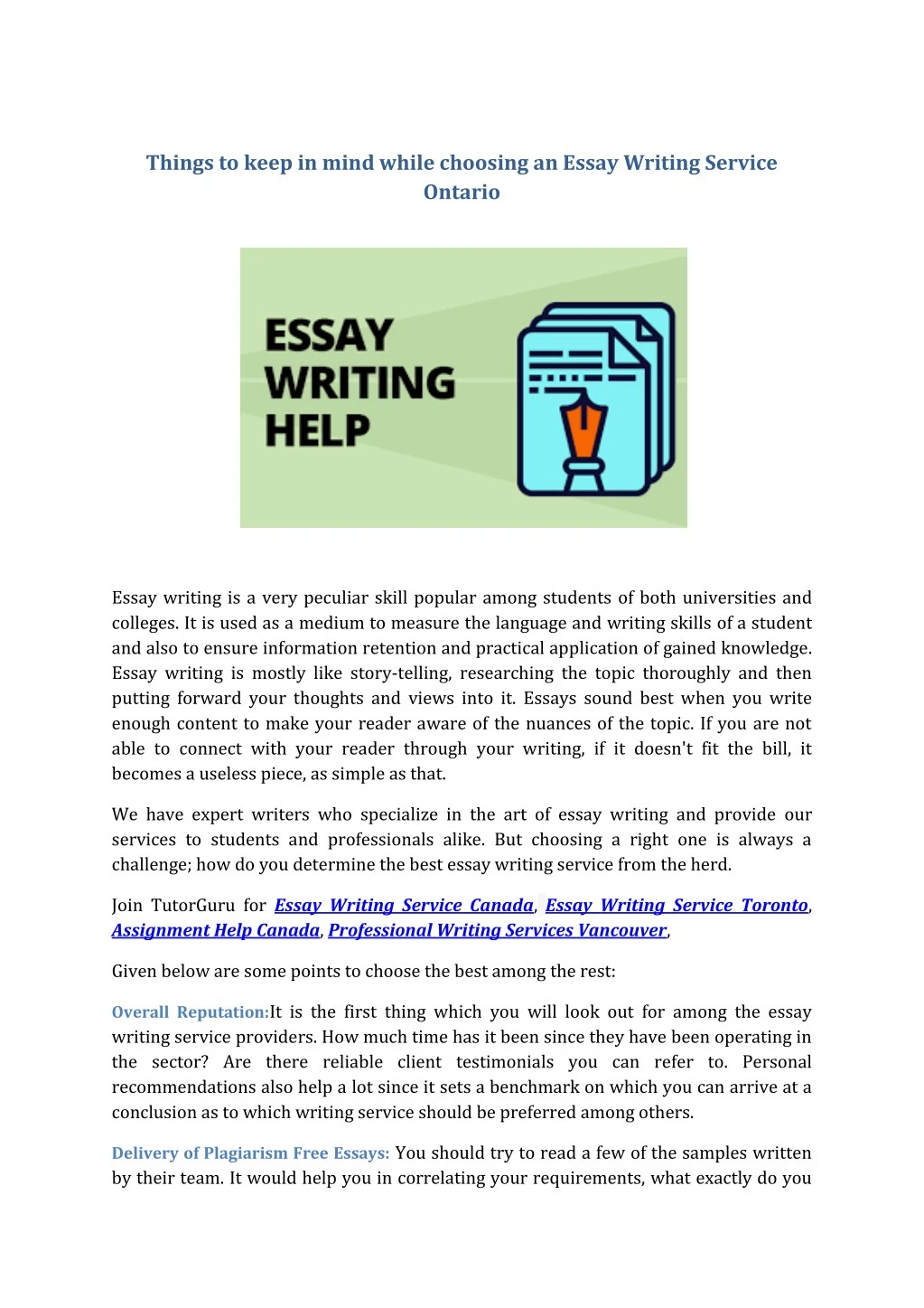 things to keep in mind while choosing an essay