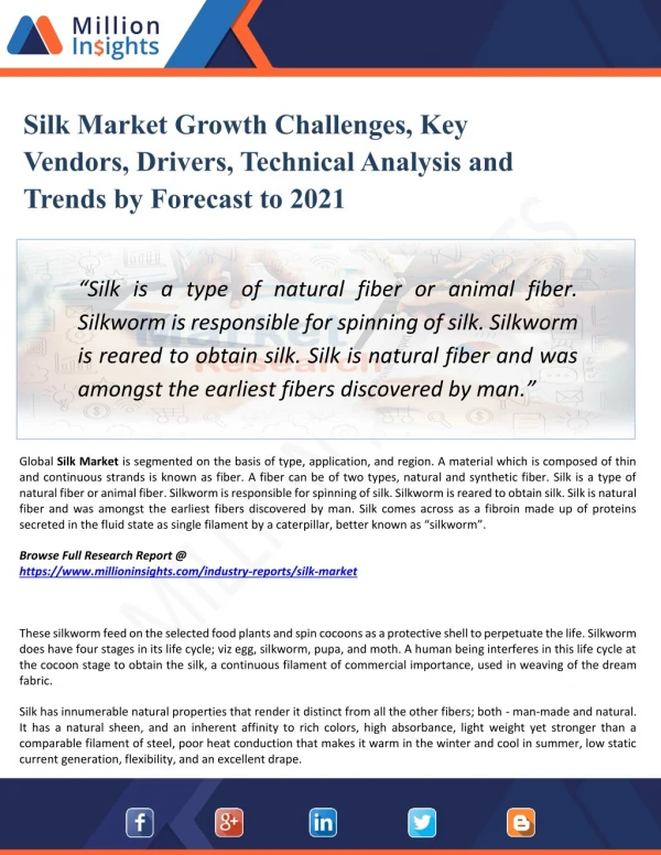 Silk Market Manufacturing Cost Analysis, Key Raw Materials, Price Trend, Industrial Chain Analysis by 2021