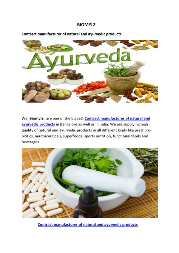 Contract manufacturer of natural and ayurvedic products