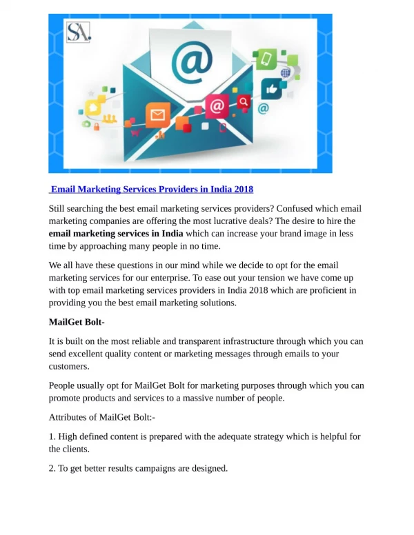 Email Marketing Services Providers in India 2018