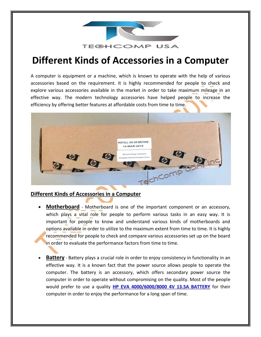 different kinds of accessories in a computer