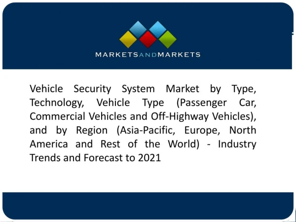 Immobilizers to Be the Largest Contributor to the Vehicle Security System Market