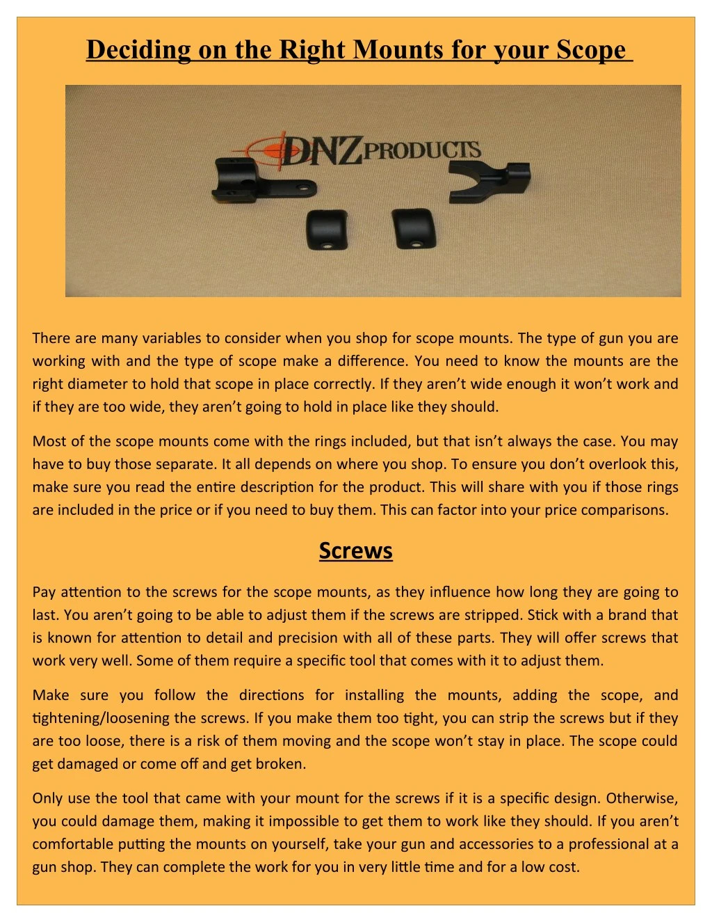 deciding on the right mounts for your scope