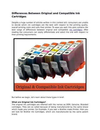 Differences Between Original and Compatible Ink Cartridges