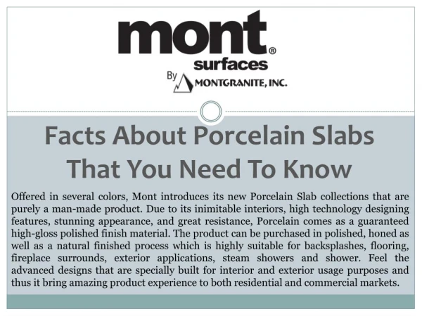 Porcelain Slabs Surfaces Facts