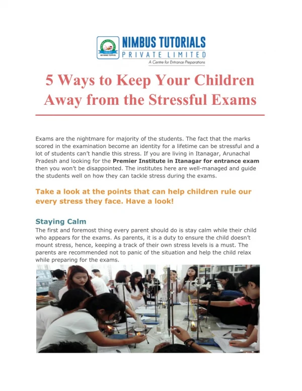 5 ways to keep your children away from the stressful exams