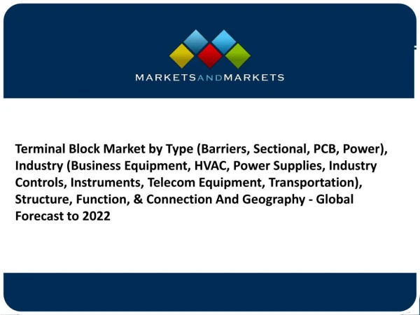 Terminal Block Market worth 4.64 Billion USD by 2022 -Global Forecast By Experts