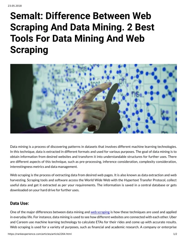 Semalt: Difference Between Web Scraping And Data Mining. 2 Best Tools For Data Mining And Web Scraping