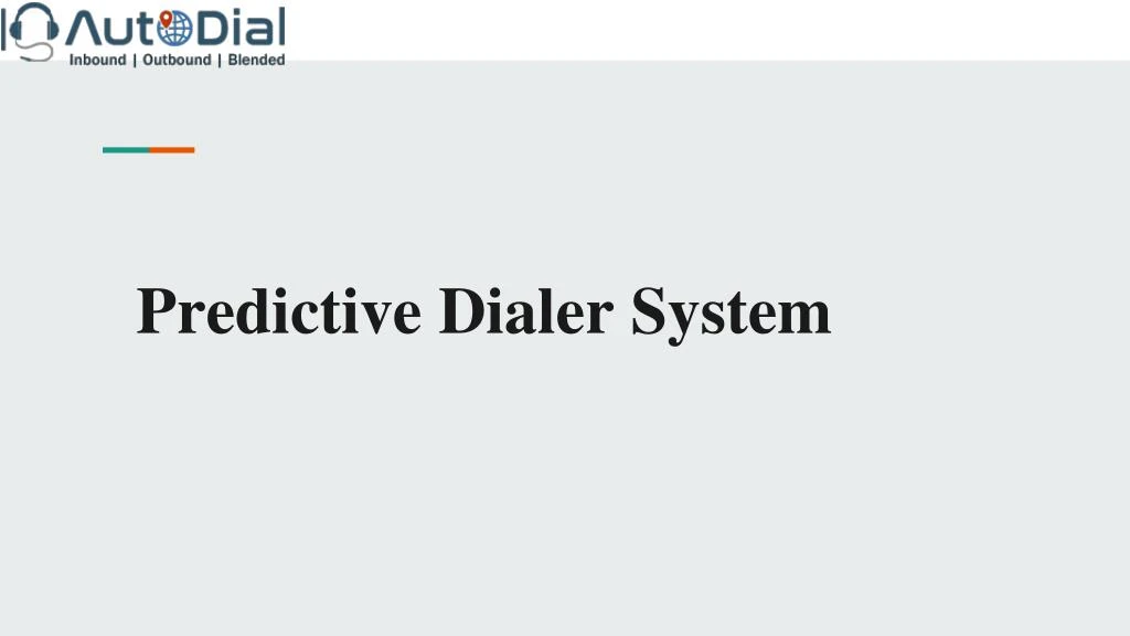 predictive dialer system