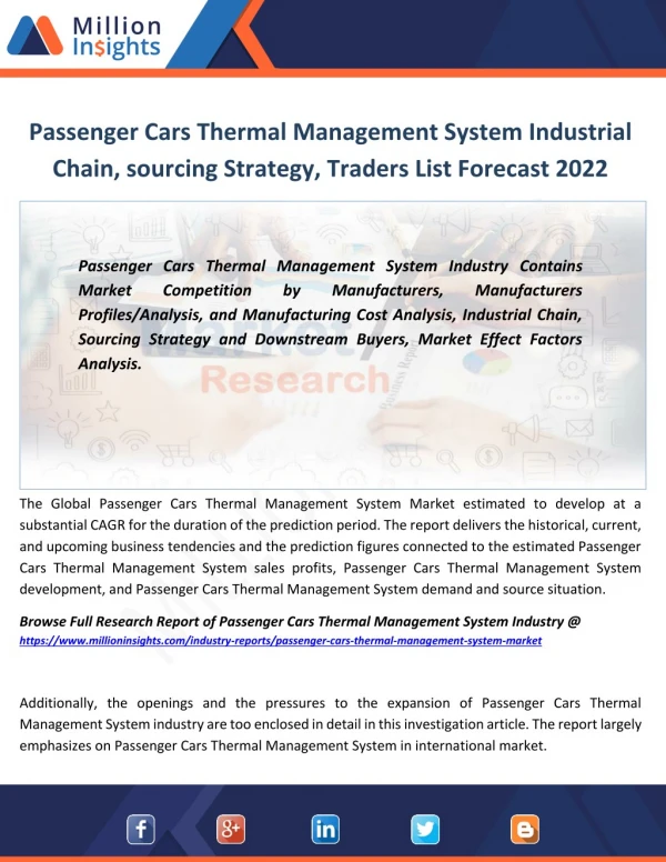 Passenger Cars Thermal Management System Industry Margin, Size, Share, Trades Analysis by types From 2017-2022
