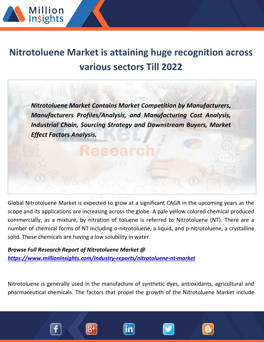 nitrotoluene market is attaining huge recognition